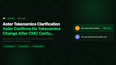 Aster Tokenomics Clarification: Aster Confirms No Tokenomics Change After CMC Confusion