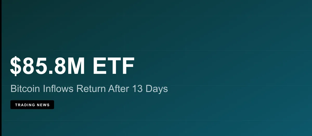 Bitcoin ETF Inflows Return: $85.8 Million in One Day Ends 13-Session Drought