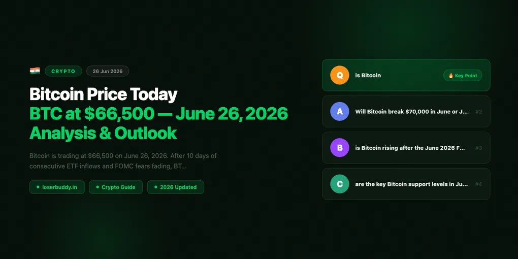 Bitcoin Price Today: BTC at $66,500 — June 26, 2026 Analysis & Outlook