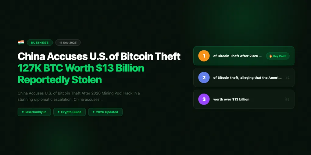 China Accuses U.S. of Bitcoin Theft — 127K BTC Worth $13 Billion Reportedly Stolen