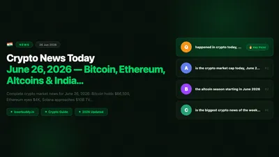Crypto News Today: June 26, 2026 — Bitcoin, Ethereum, Altcoins & India Update