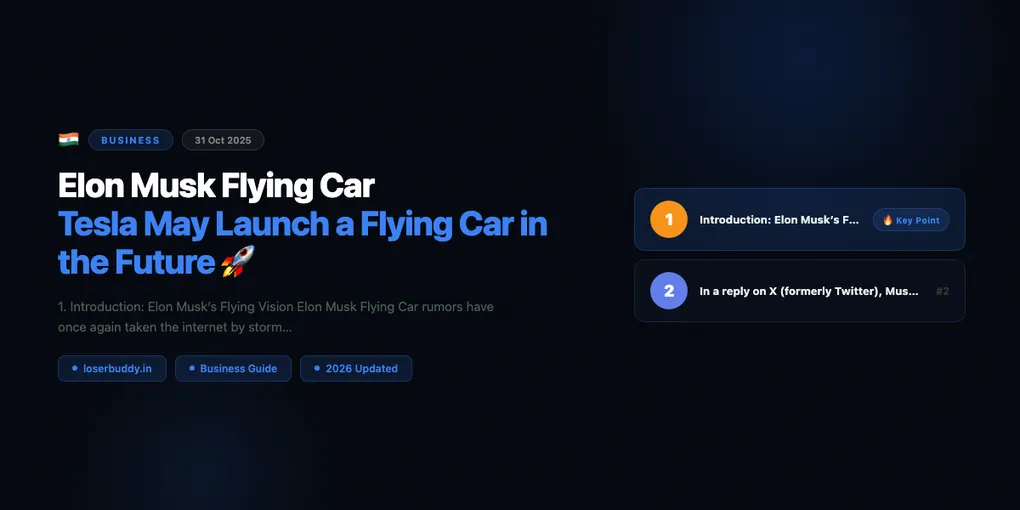 Elon Musk Flying Car: Tesla May Launch a Flying Car in the Future 🚀