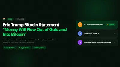 Eric Trump Bitcoin Statement: “Money Will Flow Out of Gold and Into Bitcoin”