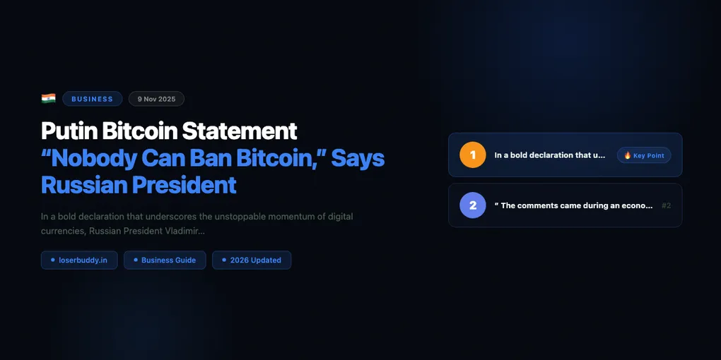 Putin Bitcoin Statement: “Nobody Can Ban Bitcoin,” Says Russian President
