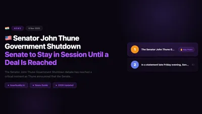 🇺🇸 Senator John Thune Government Shutdown: Senate to Stay in Session Until a Deal Is Reached