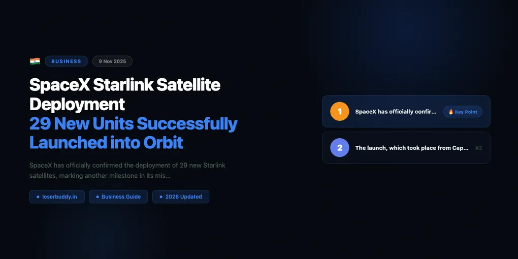 SpaceX Starlink Satellite Deployment: 29 New Units Successfully Launched into Orbit