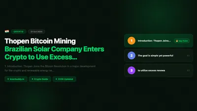 Thopen Bitcoin Mining: Brazilian Solar Company Enters Crypto to Use Excess Renewable Energy