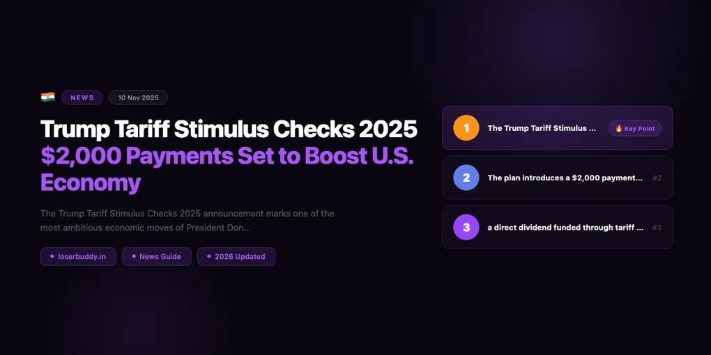 Trump Tariff Stimulus Checks 2025: $2,000 Payments Set to Boost U.S. Economy