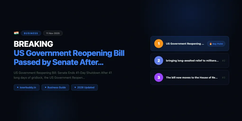BREAKING: US Government Reopening Bill Passed by Senate After 41 Days — Major Victory for Americans