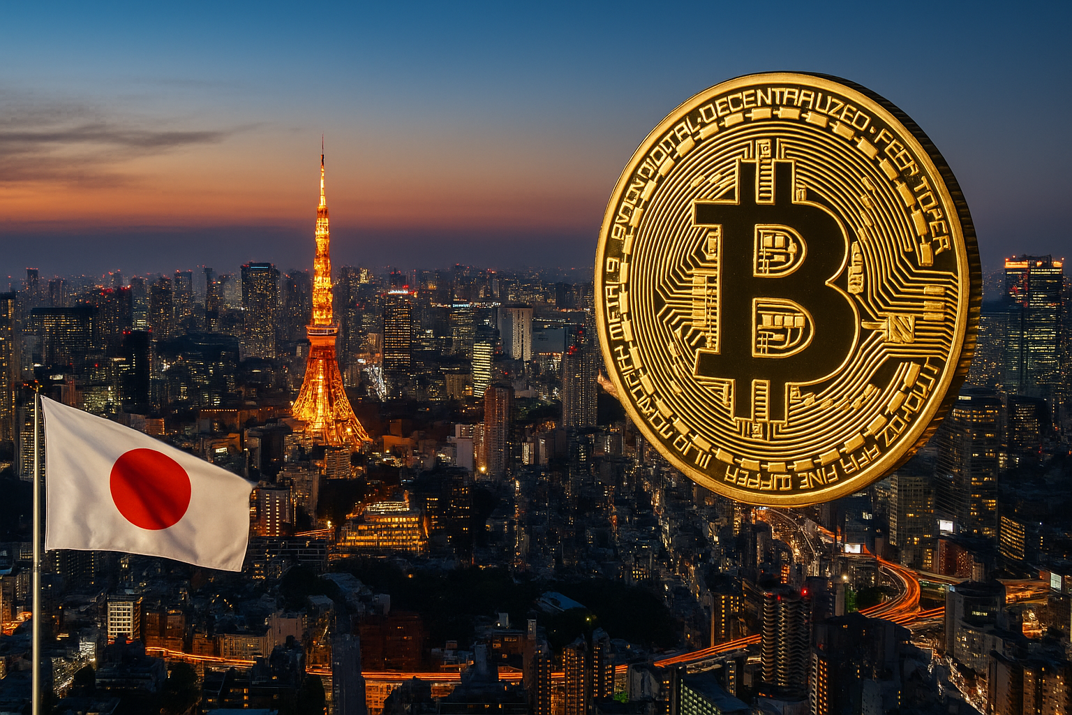 Japan Metaplanet Bitcoin Investment 2025 – Tokyo skyline with Bitcoin symbol