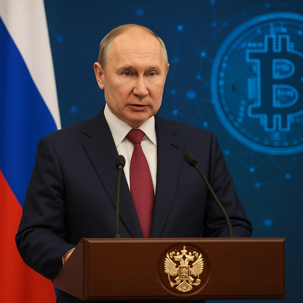 Putin Bitcoin Statement 2025 – President Putin addressing audience about cryptocurrency and blockchain innovation